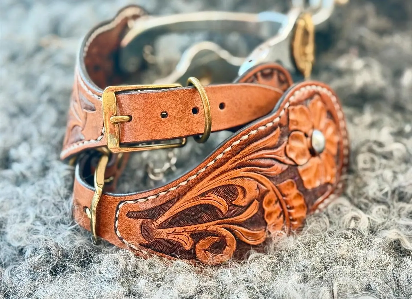 Tooled Spur Straps — 3